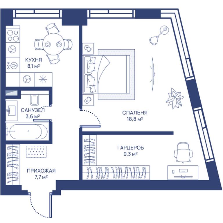 1-BD Apartment Sale, 47.5 sq. m. at Svet, Dmitrovskoye Highway, 83А, Moscow, Russia #1