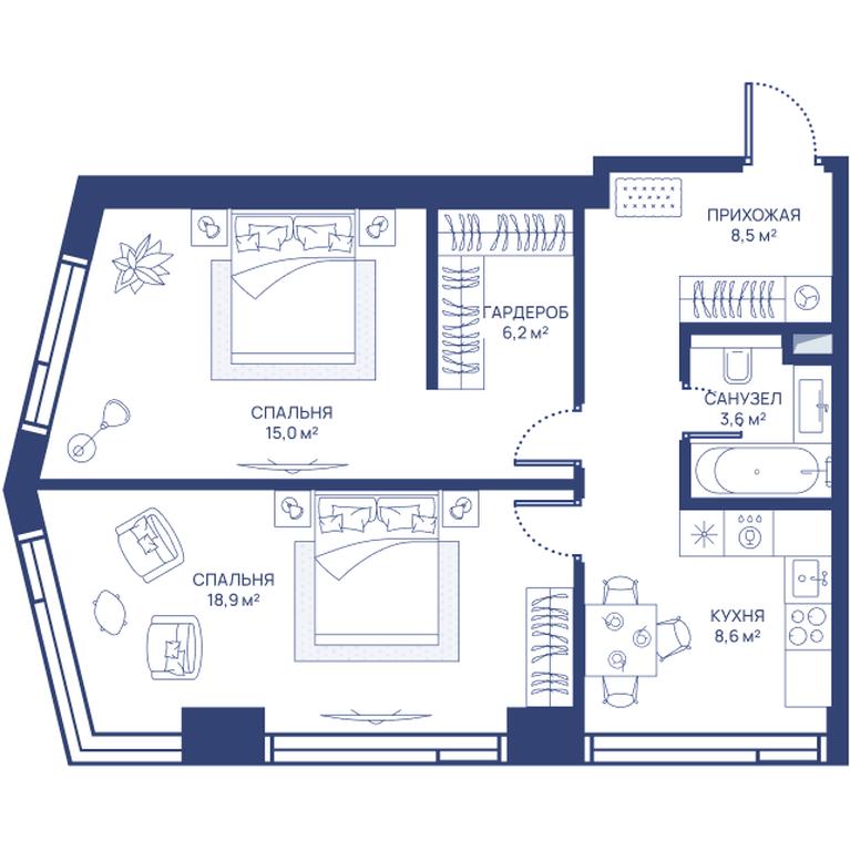 2-BD Apartment Sale, 60.8 sq. m. at Svet, Dmitrovskoye Highway, 83А, Moscow, Russia #1 2-BD Apartment Sale, 60.8 sq. m. at Svet, Dmitrovskoye Highway, 83А, Moscow, Russia #1