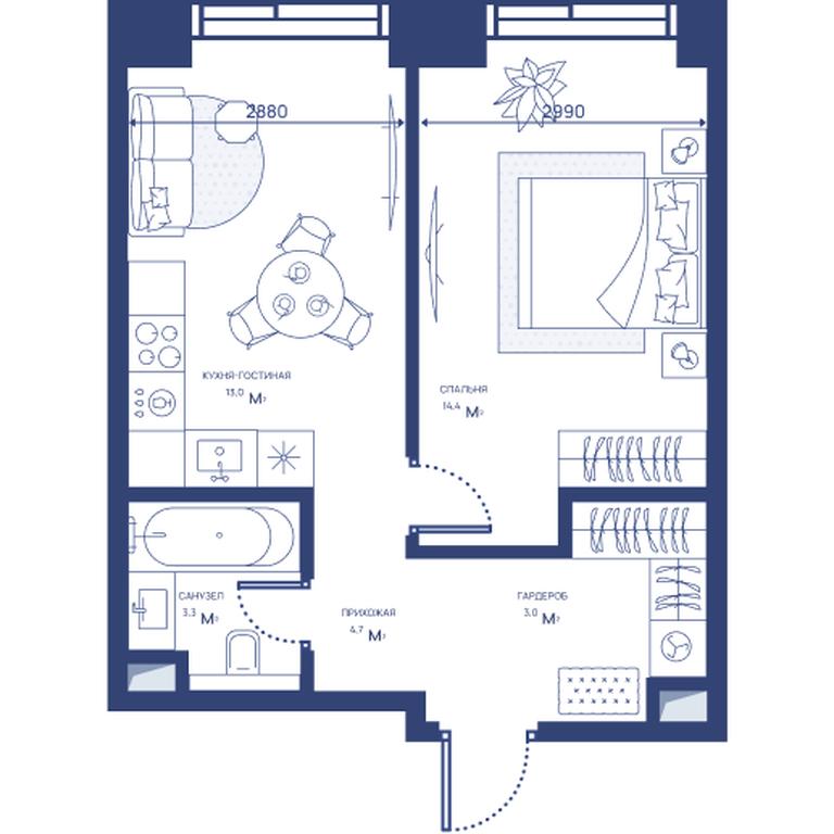 1-BD Apartment Sale, 38.4 sq. m. at Svet, Dmitrovskoye Highway, 83А, Moscow, Russia #2 1-BD Apartment Sale, 38.4 sq. m. at Svet, Dmitrovskoye Highway, 83А, Moscow, Russia #2