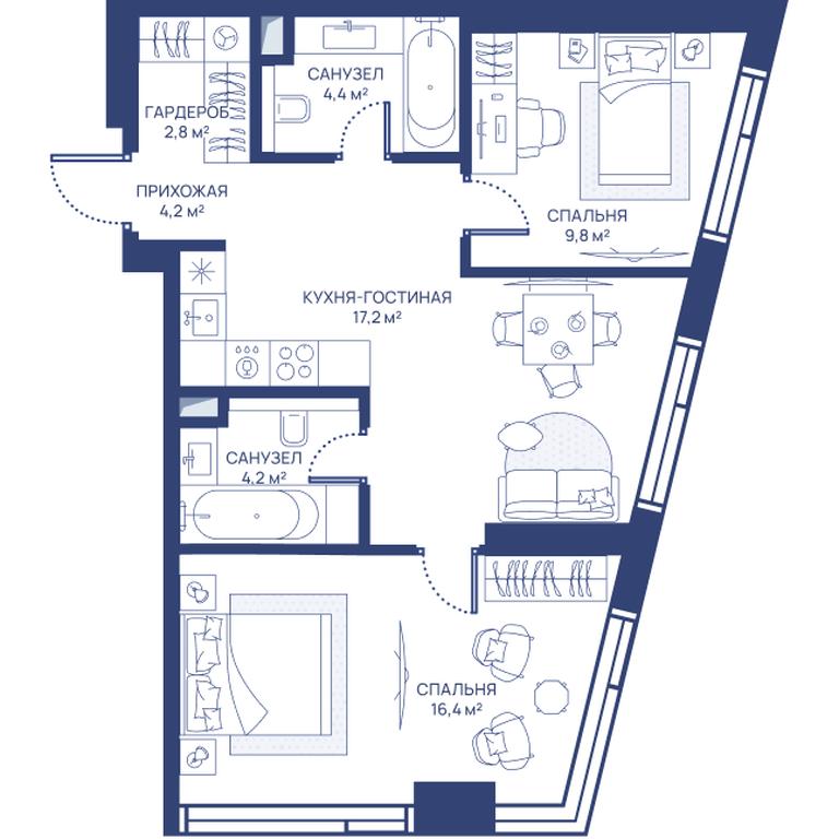 2-BD Apartment Sale, 59 sq. m. at Svet, Dmitrovskoye Highway, 83А, Moscow, Russia #1 2-BD Apartment Sale, 59 sq. m. at Svet, Dmitrovskoye Highway, 83А, Moscow, Russia #1