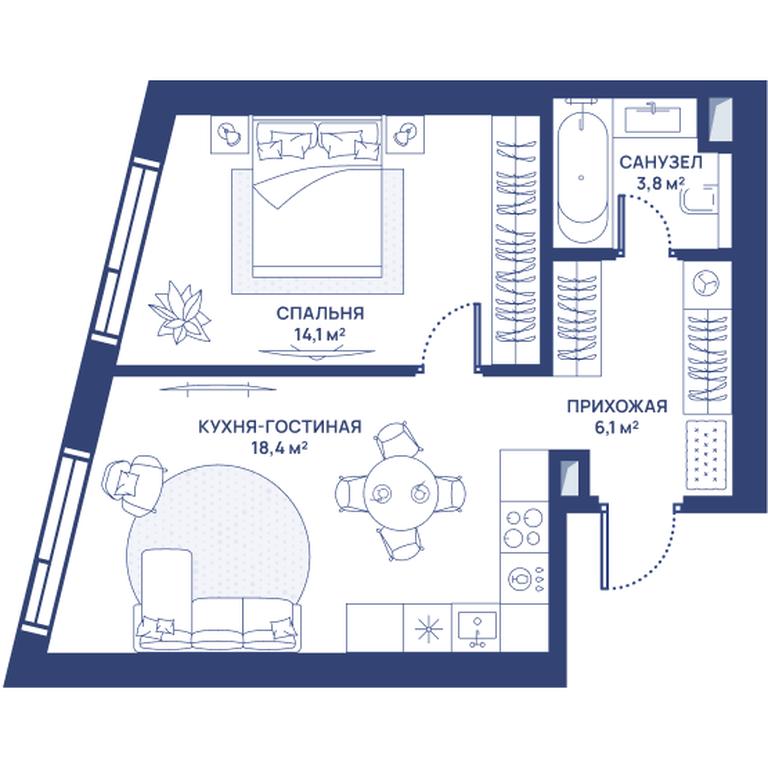1-BD Apartment Sale, 42.4 sq. m. at Svet, Dmitrovskoye Highway, 83А, Moscow, Russia #1