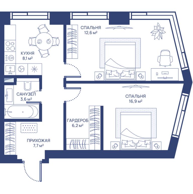 2-BD Apartment Sale, 55.1 sq. m. at Svet, Dmitrovskoye Highway, 83А, Moscow, Russia #1 2-BD Apartment Sale, 55.1 sq. m. at Svet, Dmitrovskoye Highway, 83А, Moscow, Russia #1