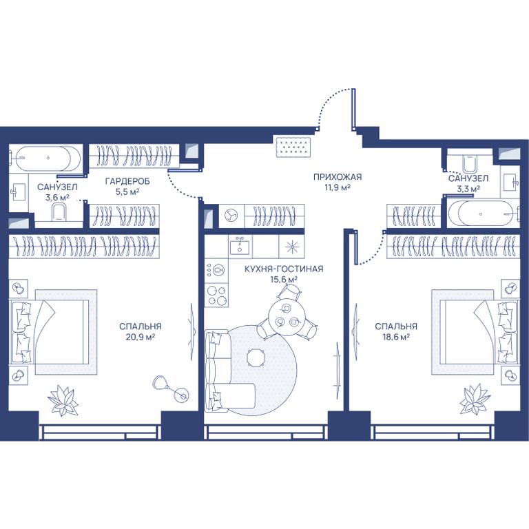 2-BD Apartment Sale, 79.4 sq. m. at Svet, Dmitrovskoye Highway, 83А, Moscow, Russia #1 2-BD Apartment Sale, 79.4 sq. m. at Svet, Dmitrovskoye Highway, 83А, Moscow, Russia #1