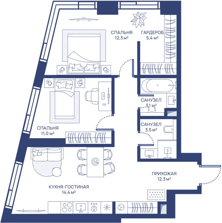 2-BD Apartment Sale, 62 sq. m. at Svet, Dmitrovskoye Highway, 83А, Moscow, Russia #1 2-BD Apartment Sale, 62 sq. m. at Svet, Dmitrovskoye Highway, 83А, Moscow, Russia #1