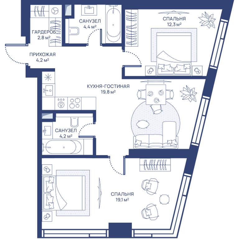 2-BD Apartment Sale, 66.8 sq. m. at Svet, Dmitrovskoye Highway, 83А, Moscow, Russia #1 2-BD Apartment Sale, 66.8 sq. m. at Svet, Dmitrovskoye Highway, 83А, Moscow, Russia #1