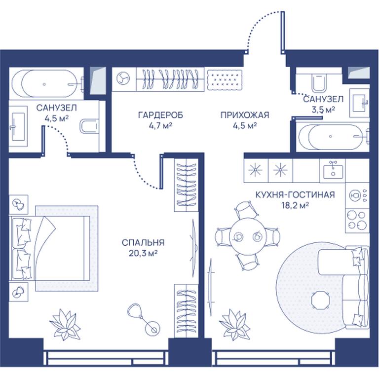 1-BD Apartment Sale, 55.7 sq. m. at Svet, Dmitrovskoye Highway, 83А, Moscow, Russia #1 1-BD Apartment Sale, 55.7 sq. m. at Svet, Dmitrovskoye Highway, 83А, Moscow, Russia #1