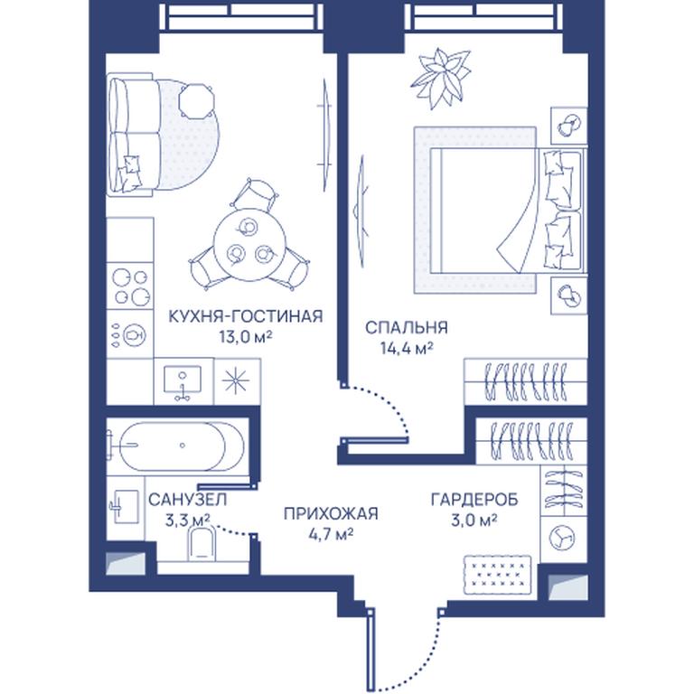 1-BD Apartment Sale, 38.4平方米 at Svet, Dmitrovskoye Highway, 83А, Moscow, Russia #1 1-BD Apartment Sale, 38.4平方米 at Svet, Dmitrovskoye Highway, 83А, Moscow, Russia #1