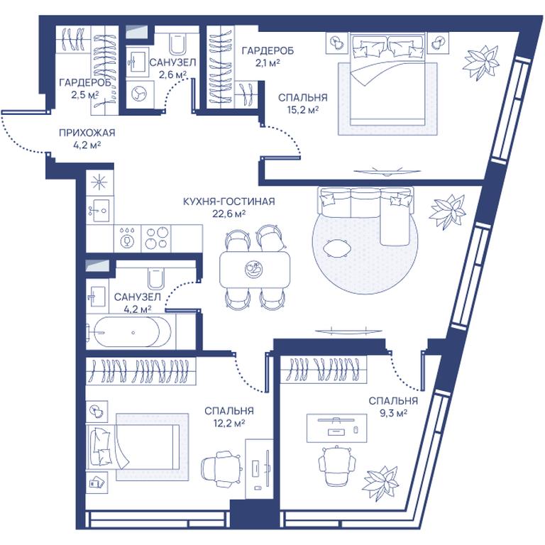 3-BD Apartment Sale, 74.9 sq. m. at Svet, Dmitrovskoye Highway, 83А, Moscow, Russia #1