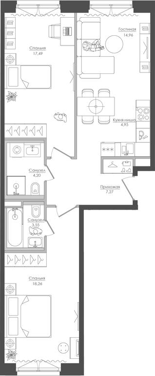 2-BD Apartment Sale, 70.79 sq. m. at Seliger City, Ilmenskiy Drive, 14к3, Moscow, Russia #1