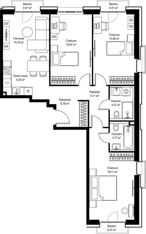 3-BD Apartment Sale, 92.82平方米 at Seliger City, Ilmenskiy Drive, 14к3, Moscow, Russia #2 3-BD Apartment Sale, 92.82平方米 at Seliger City, Ilmenskiy Drive, 14к3, Moscow, Russia #2