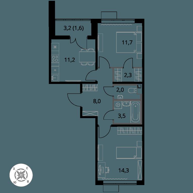 2-BD Apartment Sale, 54.6 sq. m. at Pervy Sheremetevskij, Komsomolskaya Street, 16, Khimki, Moscow Region, Russia #1 2-BD Apartment Sale, 54.6 sq. m. at Pervy Sheremetevskij, Komsomolskaya Street, 16, Khimki, Moscow Region, Russia #1