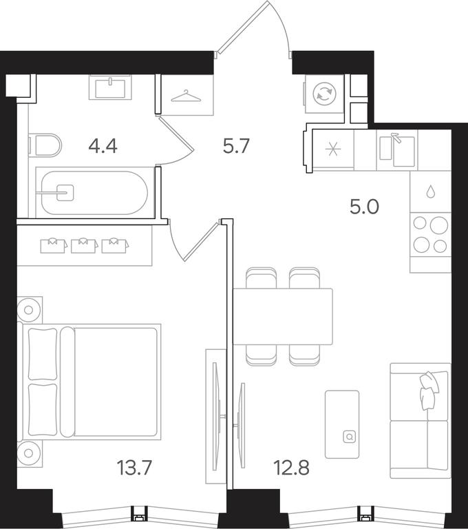 1-BD Apartment Sale, 41.6 sq. m. at Mangazeya na Tulskoy, Bolshaya Tulskaya Street, Moscow, Russia #1