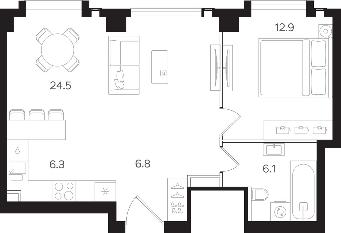 1-BD Apartment Sale, 56.6 sq. m. at Mangazeya na Tulskoy, Bolshaya Tulskaya Street, Moscow, Russia #1