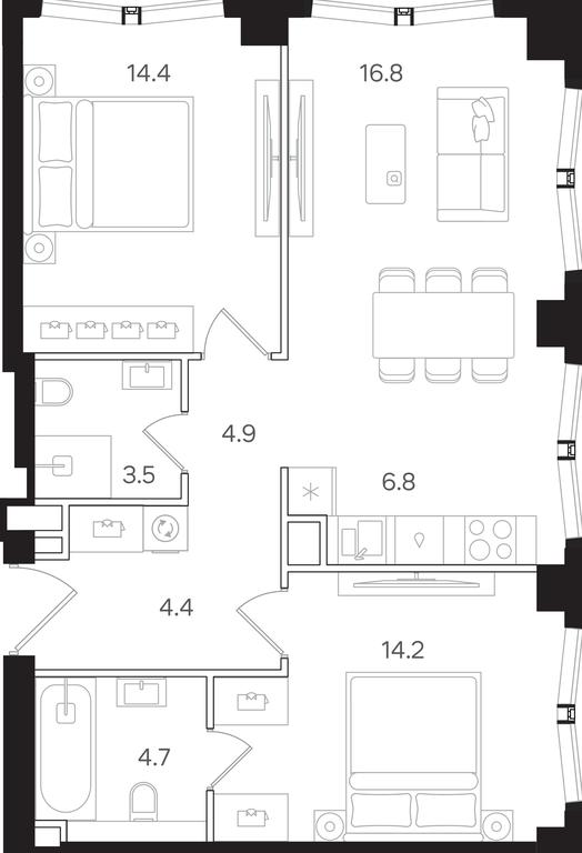 2-BD Apartment Sale, 69.7 sq. m. at Mangazeya na Tulskoy, Bolshaya Tulskaya Street, Moscow, Russia #1 2-BD Apartment Sale, 69.7 sq. m. at Mangazeya na Tulskoy, Bolshaya Tulskaya Street, Moscow, Russia #1