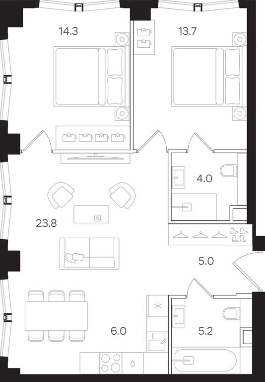 2-BD Apartment Sale, 72 sq. m. at Mangazeya na Tulskoy, Bolshaya Tulskaya Street, Moscow, Russia #1