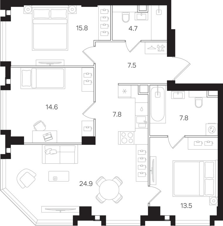 3-BD Apartment Sale, 96.6 sq. m. at Mangazeya na Tulskoy, Bolshaya Tulskaya Street, Moscow, Russia #1