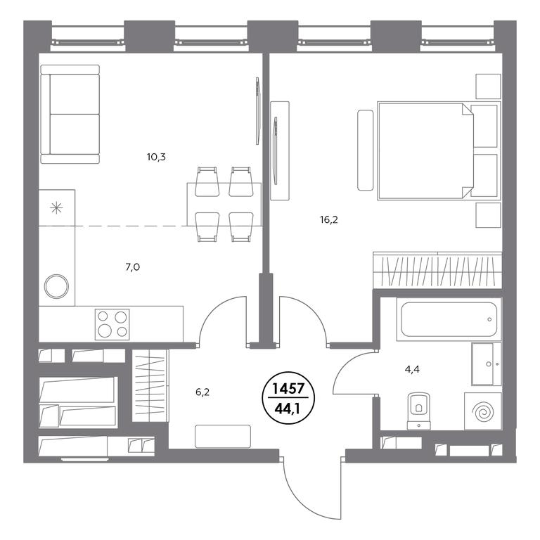 2-BD Apartment Sale, 44.1 sq. m. at Admiral, Shosseynaya Street, 4А, Moscow, Russia #2