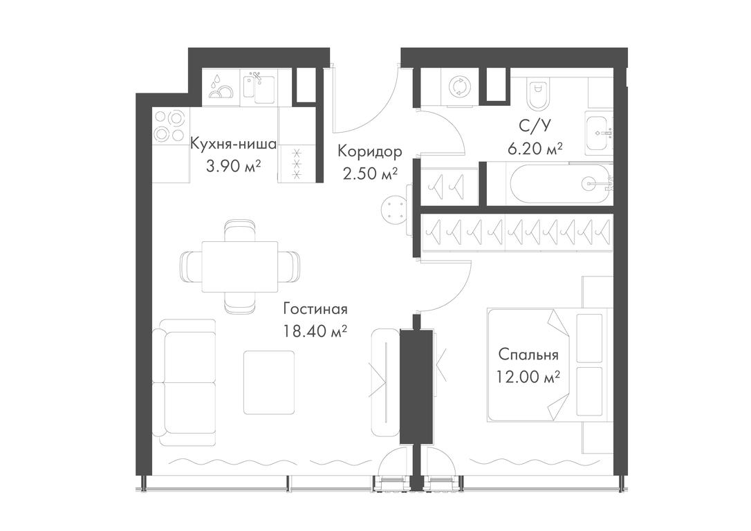 1-BD Apartment Sale, 43 sq. m. at Slava, Leningradskiy Avenue, 8с10, Moscow, Russia #1