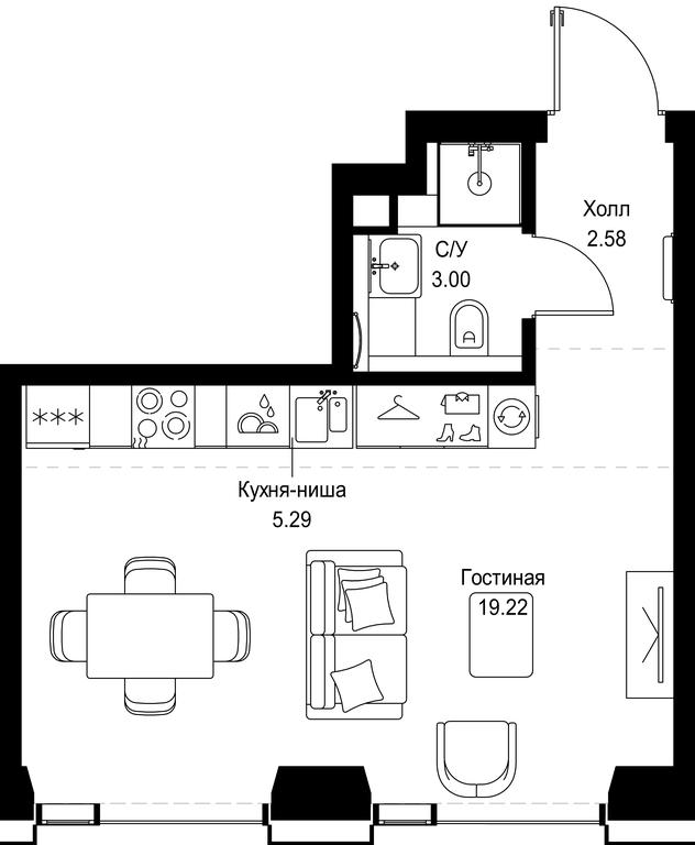 Apartment Sale, 30.09平方米 at SET, Vereyskaya Street, Moscow, Russia #1