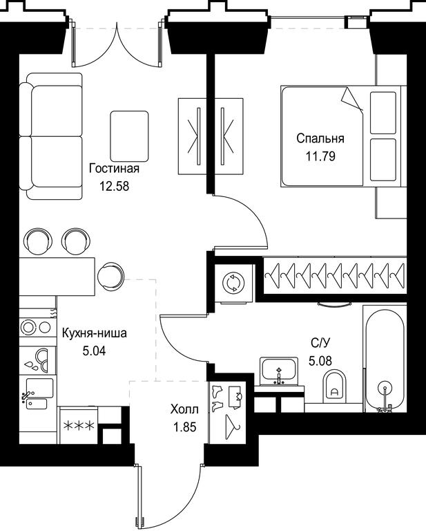 1-BD Apartment Sale, 36.34 sq. m. at SET, Vereyskaya Street, Moscow, Russia #1 1-BD Apartment Sale, 36.34 sq. m. at SET, Vereyskaya Street, Moscow, Russia #1