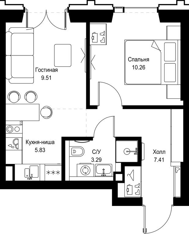 1-BD Apartment Sale, 36.3 sq. m. at SET, Vereyskaya Street, Moscow, Russia #1 1-BD Apartment Sale, 36.3 sq. m. at SET, Vereyskaya Street, Moscow, Russia #1