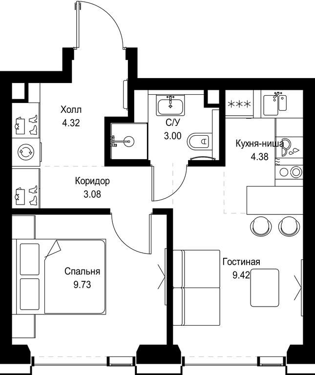 1-BD Apartment Sale, 33.93平方米 at SET, Vereyskaya Street, Moscow, Russia #1 1-BD Apartment Sale, 33.93平方米 at SET, Vereyskaya Street, Moscow, Russia #1