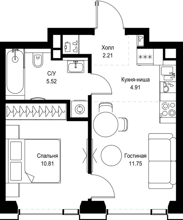 1-BD Apartment Sale, 35.2平方米 at SET, Vereyskaya Street, Moscow, Russia #1 1-BD Apartment Sale, 35.2平方米 at SET, Vereyskaya Street, Moscow, Russia #1