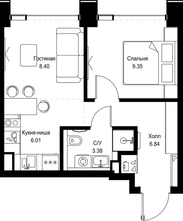 1-BD Apartment Sale, 33.98 sq. m. at SET, Vereyskaya Street, Moscow, Russia #1 1-BD Apartment Sale, 33.98 sq. m. at SET, Vereyskaya Street, Moscow, Russia #1