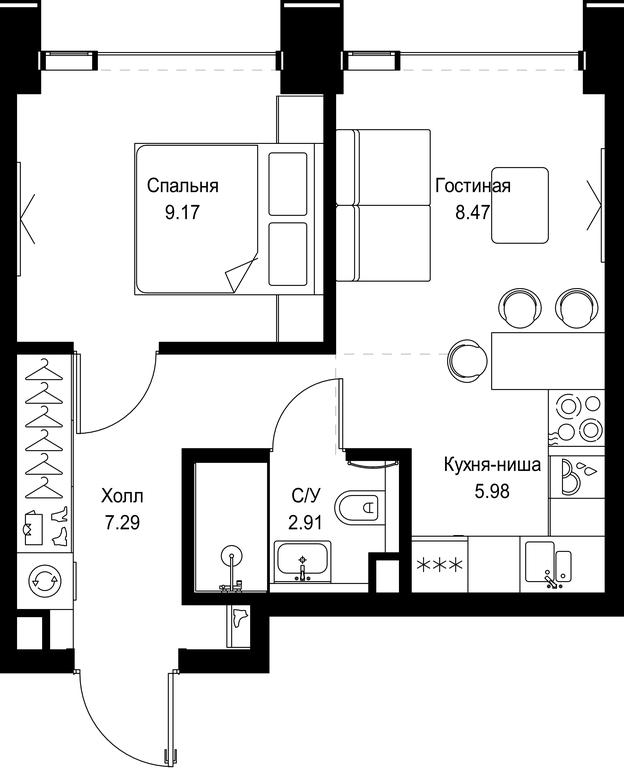 1-BD Apartment Sale, 33.82 sq. m. at SET, Vereyskaya Street, Moscow, Russia #1 1-BD Apartment Sale, 33.82 sq. m. at SET, Vereyskaya Street, Moscow, Russia #1
