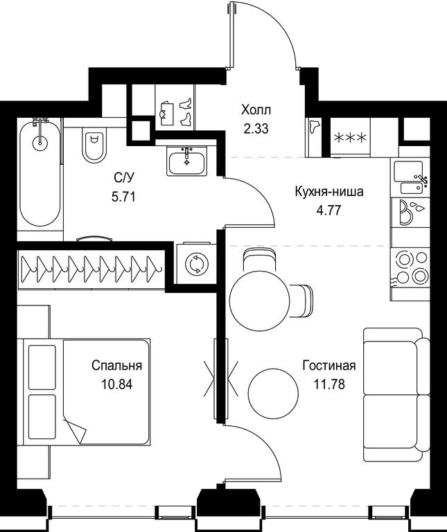 1-BD Apartment Sale, 35.43 sq. m. at SET, Vereyskaya Street, Moscow, Russia #1 1-BD Apartment Sale, 35.43 sq. m. at SET, Vereyskaya Street, Moscow, Russia #1