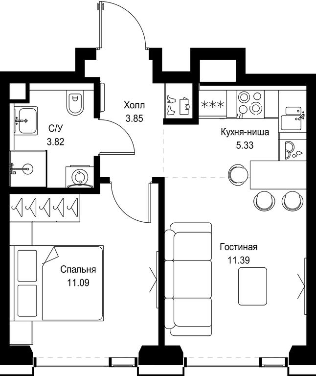 1-BD Apartment Sale, 35.48平方米 at SET, Vereyskaya Street, Moscow, Russia #1 1-BD Apartment Sale, 35.48平方米 at SET, Vereyskaya Street, Moscow, Russia #1