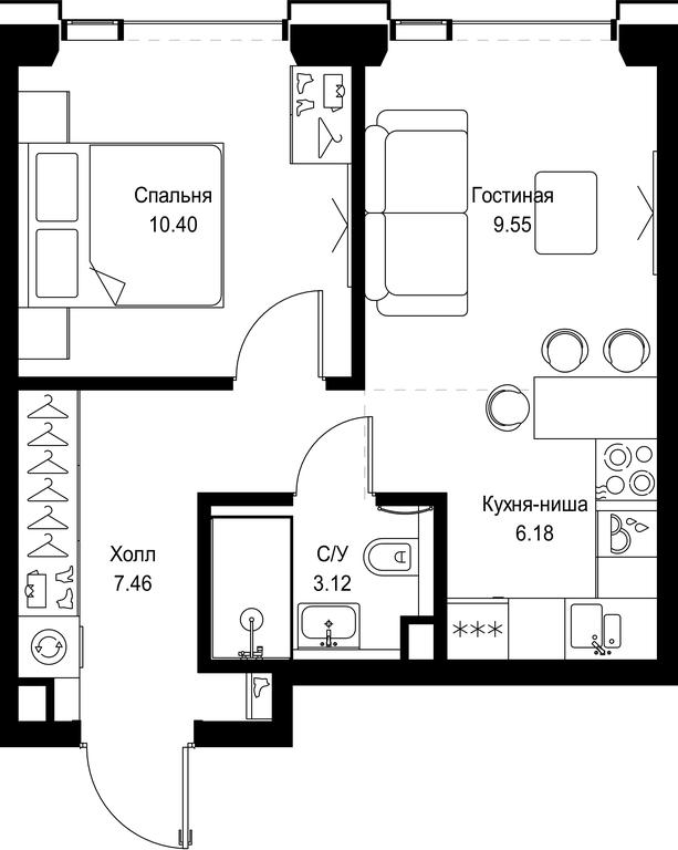 1-BD Apartment Sale, 36.71平方米 at SET, Vereyskaya Street, Moscow, Russia #1 1-BD Apartment Sale, 36.71平方米 at SET, Vereyskaya Street, Moscow, Russia #1