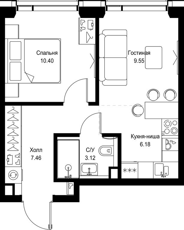 1-BD Apartment Sale, 36.71 sq. m. at SET, Vereyskaya Street, Moscow, Russia #1 1-BD Apartment Sale, 36.71 sq. m. at SET, Vereyskaya Street, Moscow, Russia #1