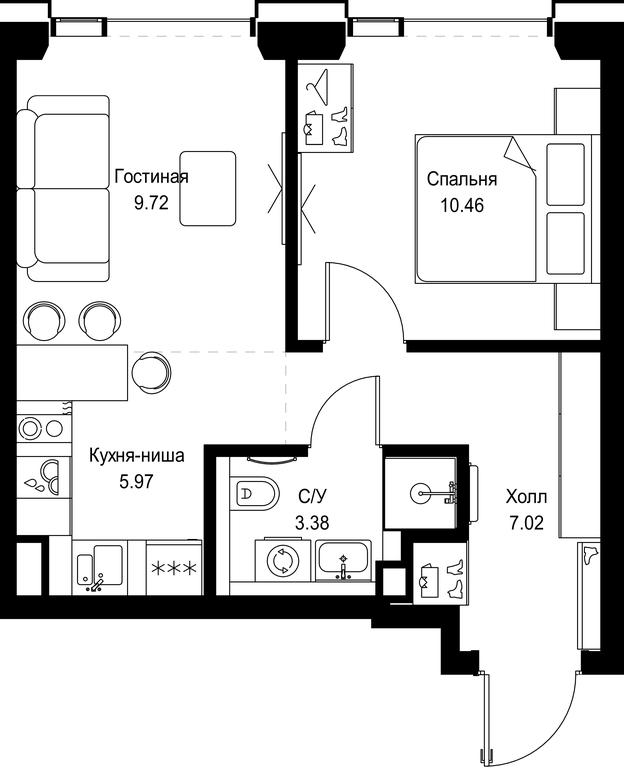 1-BD Apartment Sale, 36.55 sq. m. at SET, Vereyskaya Street, Moscow, Russia #1 1-BD Apartment Sale, 36.55 sq. m. at SET, Vereyskaya Street, Moscow, Russia #1