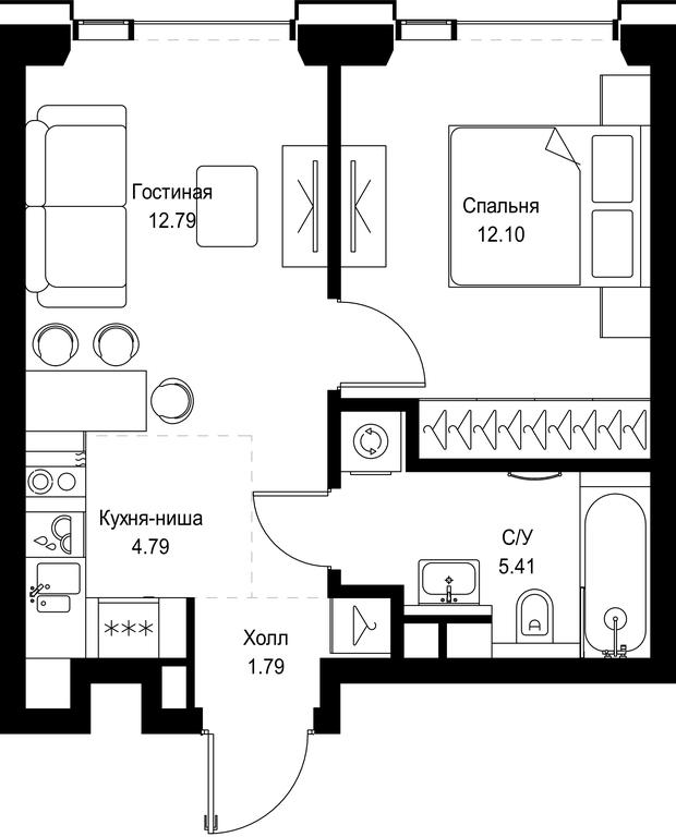 1-BD Apartment Sale, 36.88平方米 at SET, Vereyskaya Street, Moscow, Russia #1 1-BD Apartment Sale, 36.88平方米 at SET, Vereyskaya Street, Moscow, Russia #1