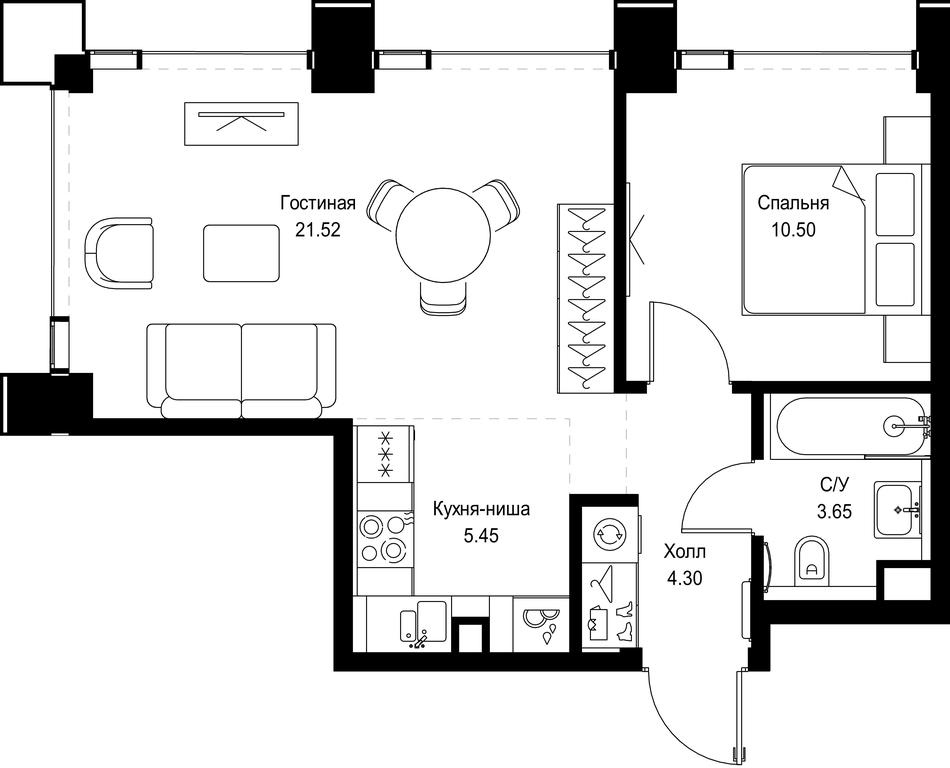 1-BD Apartment Sale, 45.42 sq. m. at SET, Vereyskaya Street, Moscow, Russia #1 1-BD Apartment Sale, 45.42 sq. m. at SET, Vereyskaya Street, Moscow, Russia #1