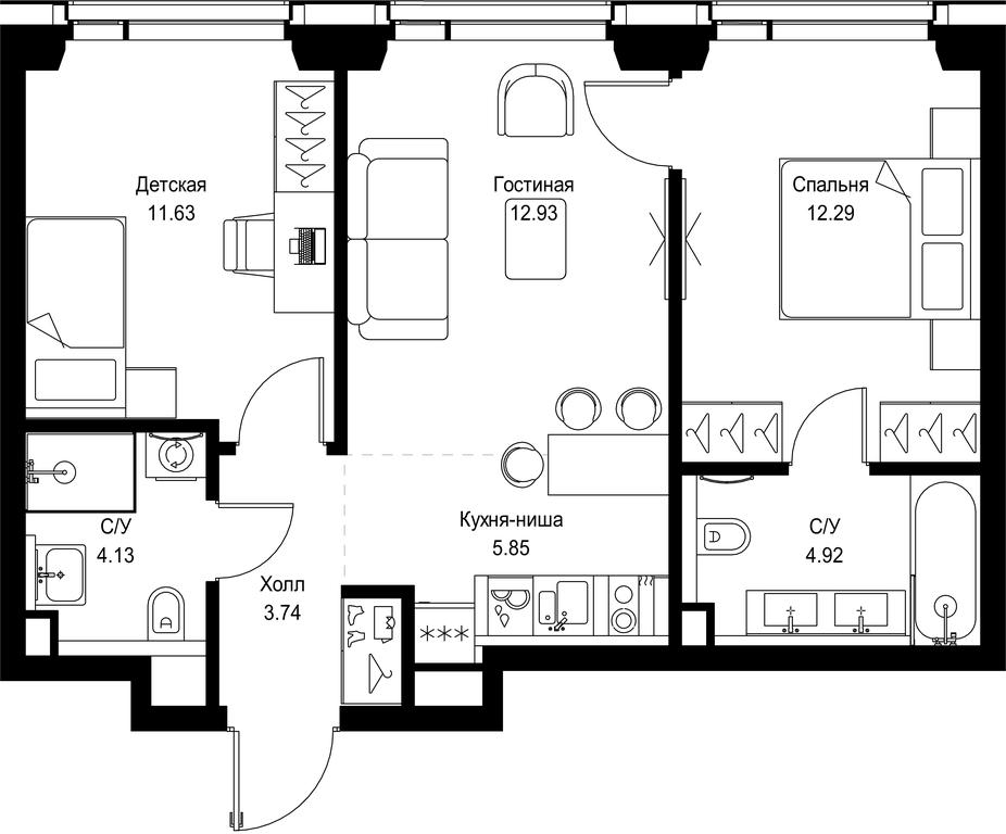 2-BD Apartment Sale, 55.49 sq. m. at SET, Vereyskaya Street, Moscow, Russia #1 2-BD Apartment Sale, 55.49 sq. m. at SET, Vereyskaya Street, Moscow, Russia #1