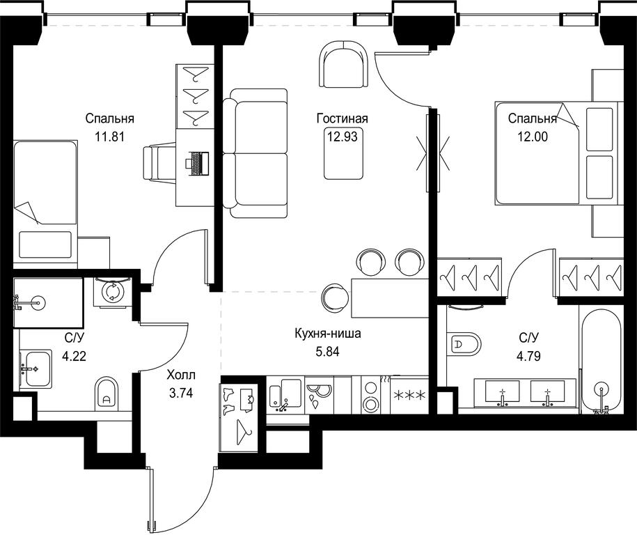 2-BD Apartment Sale, 55.33 sq. m. at SET, Vereyskaya Street, Moscow, Russia #1 2-BD Apartment Sale, 55.33 sq. m. at SET, Vereyskaya Street, Moscow, Russia #1