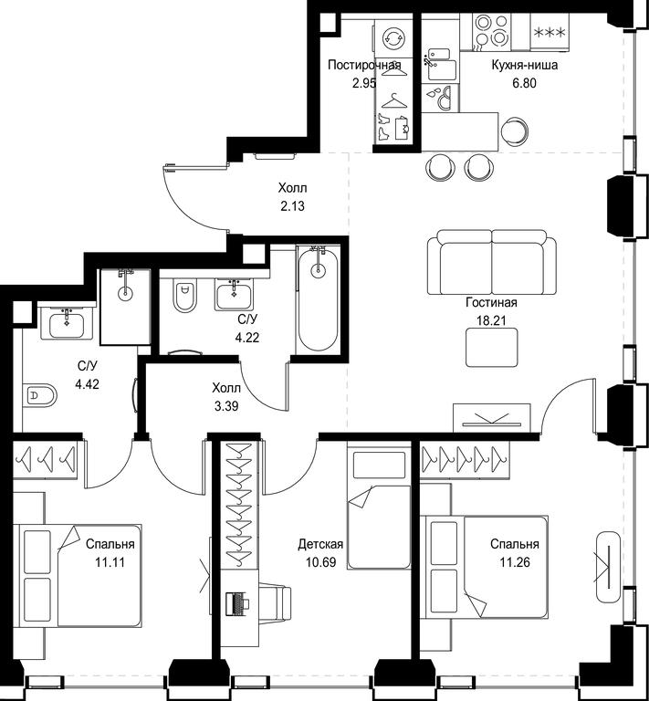 3-BD Apartment Sale, 75.18平方米 at SET, Vereyskaya Street, Moscow, Russia #1