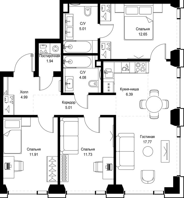 3-BD Apartment Sale, 81.48平方米 at SET, Vereyskaya Street, Moscow, Russia #1 3-BD Apartment Sale, 81.48平方米 at SET, Vereyskaya Street, Moscow, Russia #1
