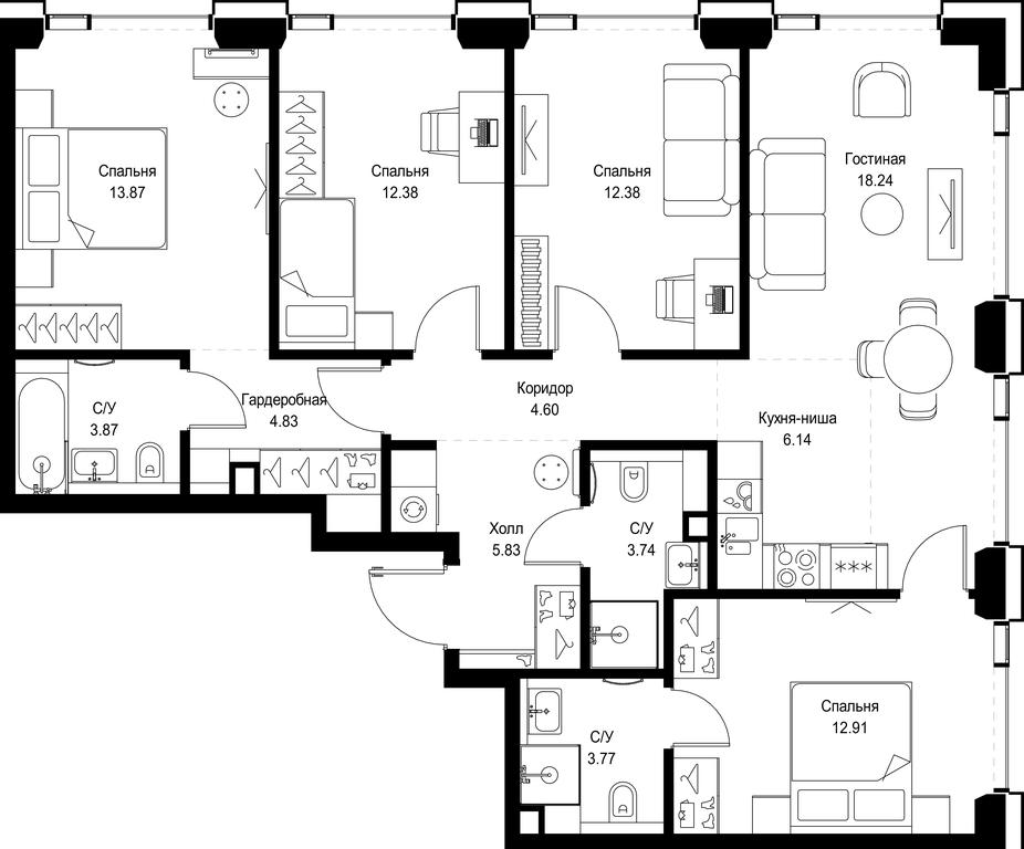 4-BD Apartment Sale, 102.56平方米 at SET, Vereyskaya Street, Moscow, Russia #1 4-BD Apartment Sale, 102.56平方米 at SET, Vereyskaya Street, Moscow, Russia #1