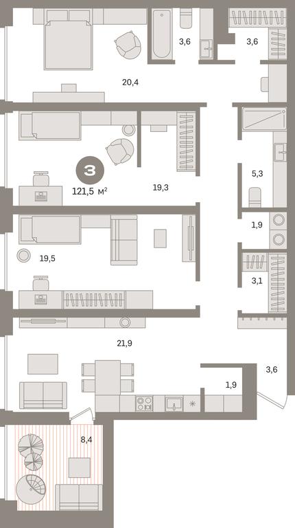 3-BD Apartment Sale, 122.6平方米 at Kvartal Izdanie, Perovskoye Highway, Moscow, Russia #1 3-BD Apartment Sale, 122.6平方米 at Kvartal Izdanie, Perovskoye Highway, Moscow, Russia #1