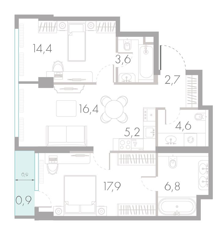 2-BD Apartment Sale, 72.5 sq. m. at River Park Towers, Kutuzovsky Drive, 16с1, Moscow, Russia #1 2-BD Apartment Sale, 72.5 sq. m. at River Park Towers, Kutuzovsky Drive, 16с1, Moscow, Russia #1