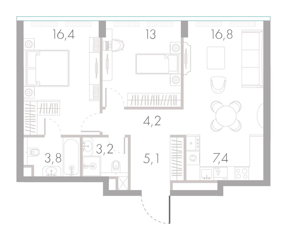 2-BD Apartment Sale, 69.9 sq. m. at River Park Towers, Kutuzovsky Drive, 16с1, Moscow, Russia #1