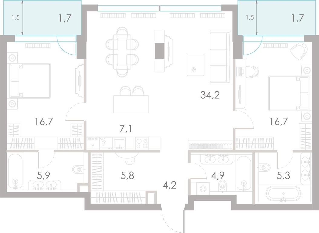 2-BD Apartment Sale, 104.2 sq. m. at River Park Towers, Kutuzovsky Drive, 16с1, Moscow, Russia #1 2-BD Apartment Sale, 104.2 sq. m. at River Park Towers, Kutuzovsky Drive, 16с1, Moscow, Russia #1