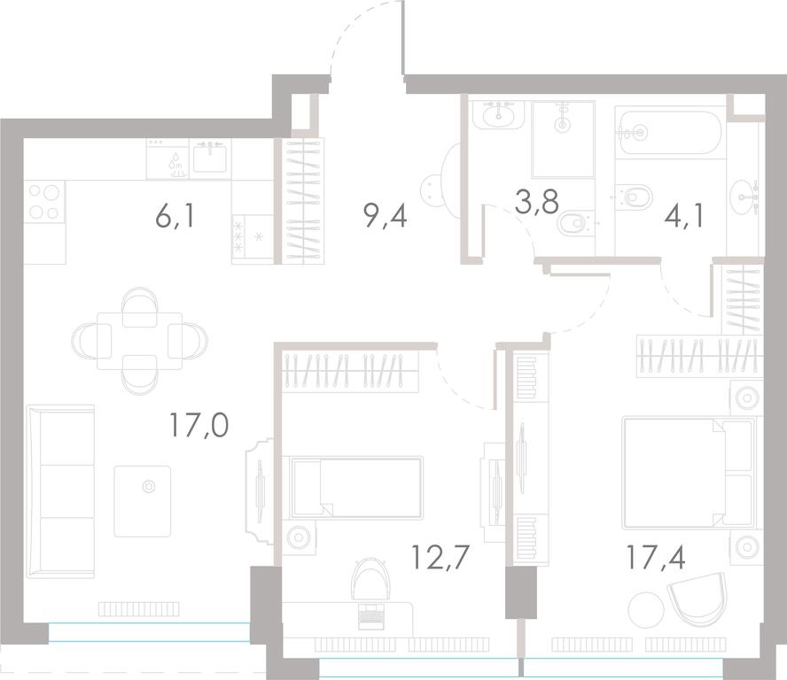2-BD Apartment Sale, 70.5 sq. m. at River Park Towers, Kutuzovsky Drive, 16с1, Moscow, Russia #1 2-BD Apartment Sale, 70.5 sq. m. at River Park Towers, Kutuzovsky Drive, 16с1, Moscow, Russia #1