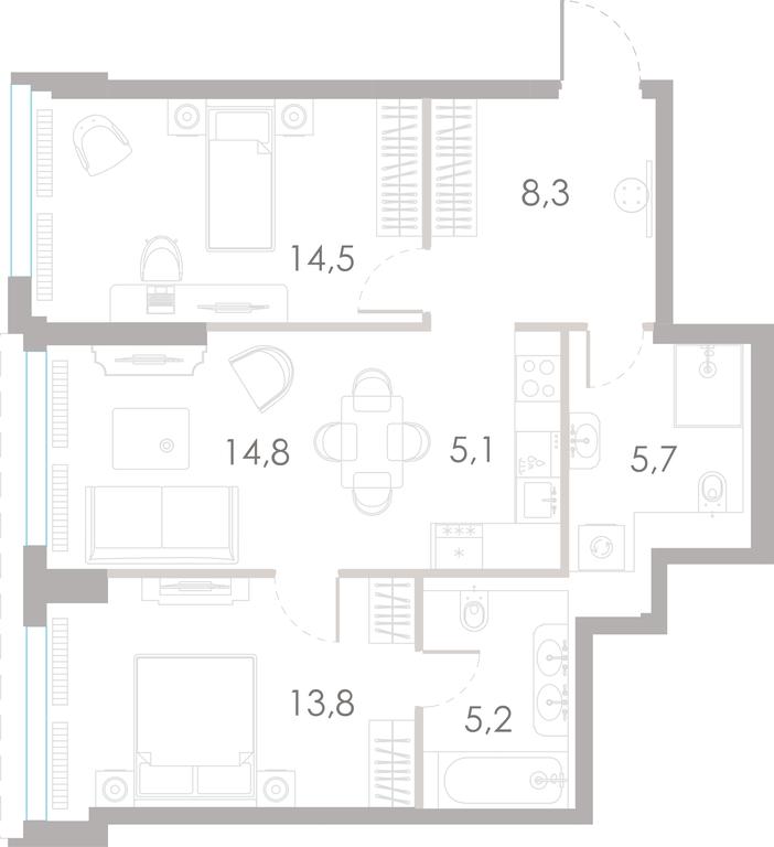 2-BD Apartment Sale, 67.4 sq. m. at River Park Towers, Kutuzovsky Drive, 16с1, Moscow, Russia #1 2-BD Apartment Sale, 67.4 sq. m. at River Park Towers, Kutuzovsky Drive, 16с1, Moscow, Russia #1