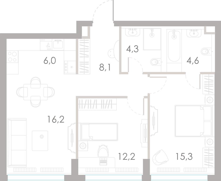 2-BD Apartment Sale, 66.7 sq. m. at River Park Towers, Kutuzovsky Drive, 16с1, Moscow, Russia #1 2-BD Apartment Sale, 66.7 sq. m. at River Park Towers, Kutuzovsky Drive, 16с1, Moscow, Russia #1