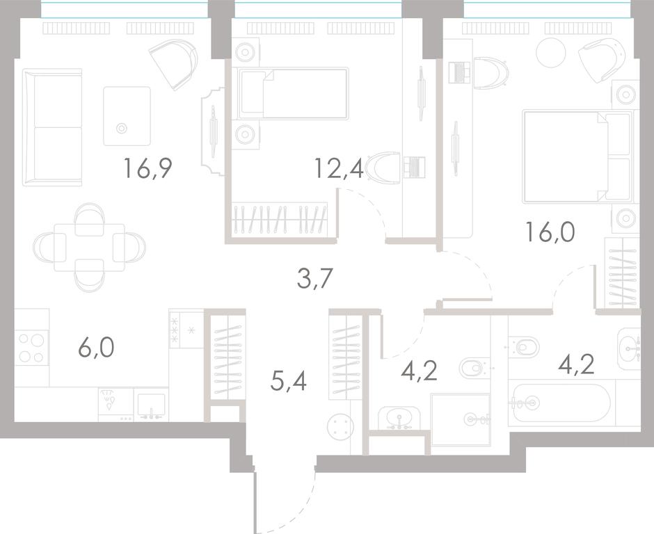 2-BD Apartment Sale, 68.8 sq. m. at River Park Towers, Kutuzovsky Drive, 16с1, Moscow, Russia #1 2-BD Apartment Sale, 68.8 sq. m. at River Park Towers, Kutuzovsky Drive, 16с1, Moscow, Russia #1