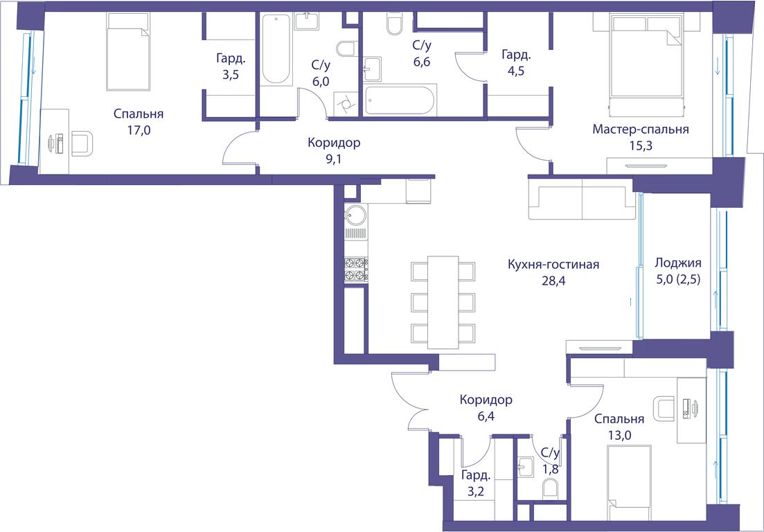 3-BD Apartment Sale, 117.3平方米 at Reka, Michurinsky Avenue, 60к1, Moscow, Russia #1 3-BD Apartment Sale, 117.3平方米 at Reka, Michurinsky Avenue, 60к1, Moscow, Russia #1